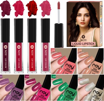 NOY Nail Paint Lipstick Combo For Bold Looks(Pack of 10)