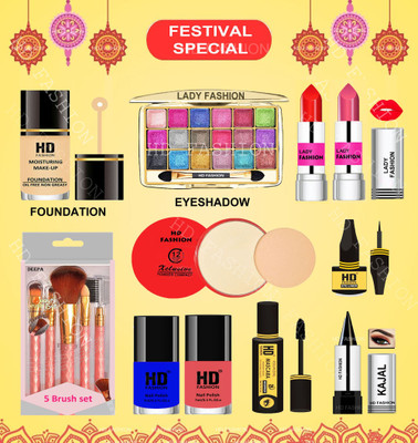 HD Fashion 15Pcs. All in One Makeup Set Xclusive Radiant Glow Makeup Kit for Women HDK124(Pack of 15)