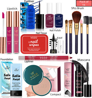 VOZO Bridal Makeup Kit Combo Collection 16 Must-Have Beauty Essentials 330(Pack of 16)