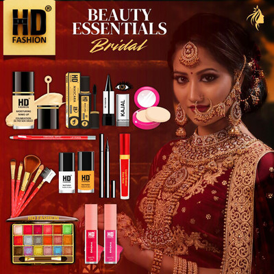 HD Fashion 17 Bridal Essentials-All in One Waterproof Makeup Kit Full Set for Bride HDB74(Pack of 17)