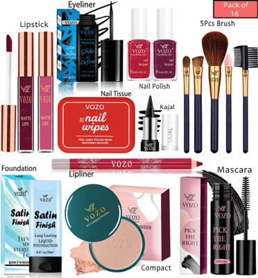VOZO Complete Makeup Kit with 16 Must-Have Beauty Essentials 90(Pack of 16)