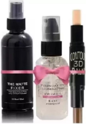 YELGO CONCEALER CONTOR STICK ,SPRAY PRIMER AND MAKEUP FIXER (3 Items in the set)(Pack of 3)