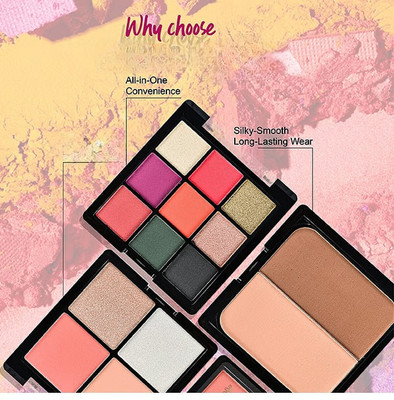 AEPRUY 9 Color Matte & Shimmery Pigment EyeShadow with Blush,Highlighter and Contour(Pack of 3)