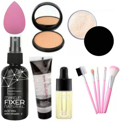 lately MAKEUP COMBO WITH FIXER PRIMER COMPACT LOSE POWDER SERUM MAKEUP BRUSH & PUF(7 Items in the set)