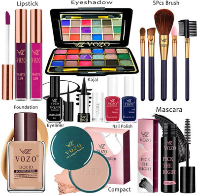 VOZO Makeup Kit Sets One-stop Beauty Package for Beginners and Professionals VT-189(Pack of 15)