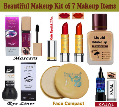 Syzol Budget Friendly Unique Quality makeup kit with 7 Makeup Items AH03(Pack of 7)