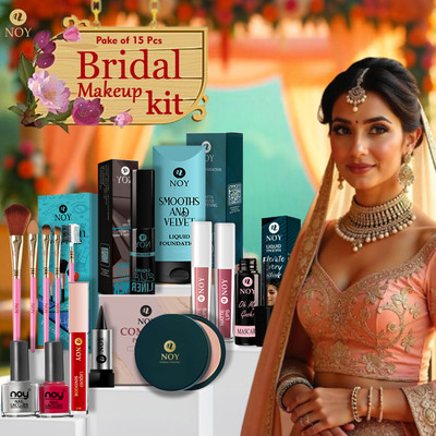 NOY Waterproof Makeup Combo Bridal Kit Full Set For Instant Flawless Glam(Pack of 15)