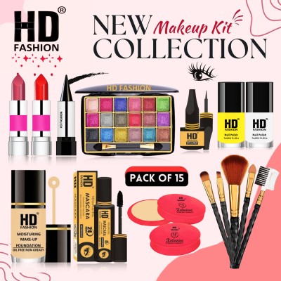 HD Fashion Magical 15Pcs. Xclusive Instant Glow All In One Waterproof Makeup Kit HCA1953(Pack of 15)