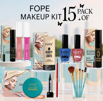 FOPE Makeup Kit Full Set For Students Smudge Proof Long Wear Stylish Makeup Combo(Pack of 15)