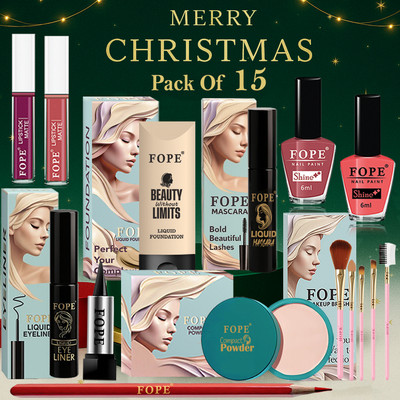 FOPE Makeup Combo for Women Christmas Edition Daily Use Matte Finish Box(Pack of 15)