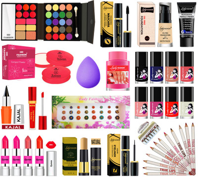 Lady FASHION 37 Pcs. Professional Makeup Kit for all skin types with No Side Effects CK16(Pack of 37)