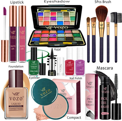 VOZO Makeup Kit Sets One-stop Beauty Package for Beginners and Professionals VT-255(Pack of 15)