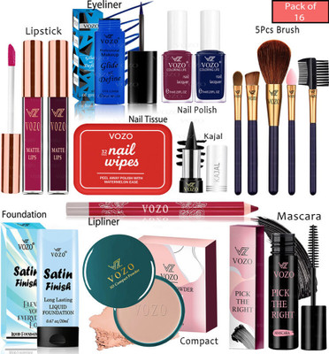 VOZO Bridal Makeup Kit Combo Collection 16 Must-Have Beauty Essentials 182(Pack of 16)