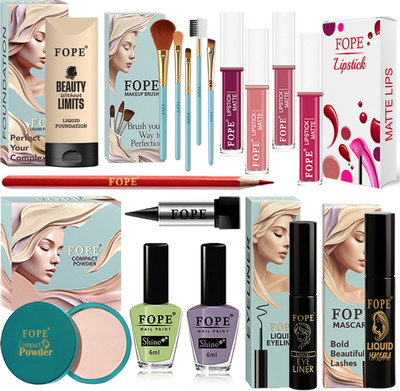 FOPE Makeup Kit Combo For Women Affordable Smudge Proof Compact Cosmetic Makeup Pack(Pack of 17)