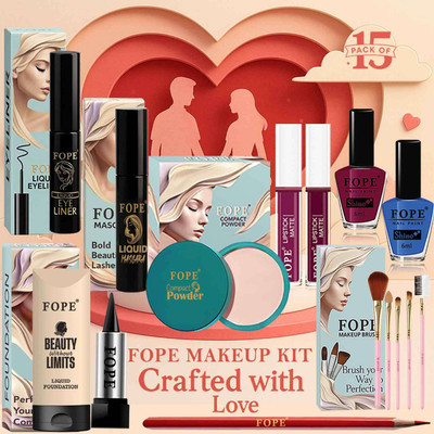 FOPE Makeup Combo Kit for Women Flawless Glow Finish Romantic Gift for Wife(Pack of 15)