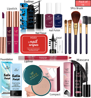 VOZO Bridal Makeup Kit Combo Collection 16 Must-Have Beauty Essentials 225(Pack of 16)