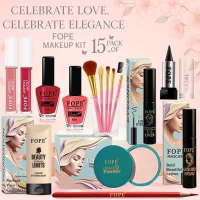FOPE Bridal Makeup Set Smudge Proof Formula Complete Beauty Gift Box(Pack of 15)