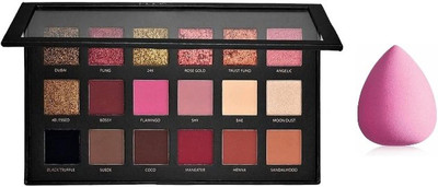 Ashyra Eyeshadow Palette 18 Color Makeup Palette + Beauty Blender Set Makeup Sponge(Pack of 2)