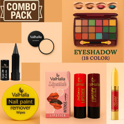 Valhalla Daily Use Makeup Combo Kit – Eyeshadow, Kajal, Lipsticks, Compact & More(Pack of 7)