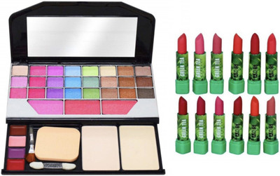 NXGTYA Makeup Kit ColorIcon Eyeshadow Kit & Greentea Lipstick Set Of 12(Pack of 13)