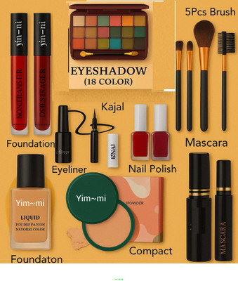 yim~mi HD finish beauty kit compact lipstick kajal eyeliner(Pack of 15)