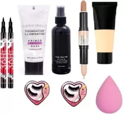 pink spirit cosmetics Primer, Fixer, Foundation & Contour Stick 1Puff 2 eyeliner 2 eyelashes