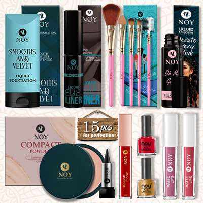 NOY Complete Makeup Combo For Women Full Set For Perfect Skin & Beautiful Look(Pack of 15)