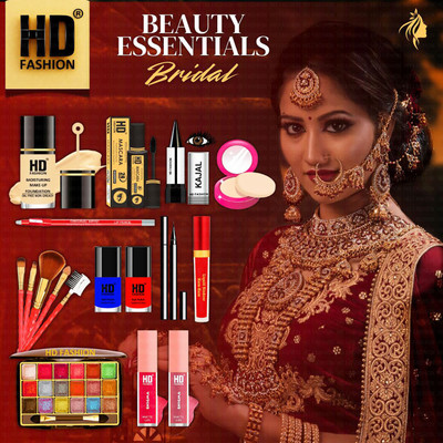 HD Fashion 17 Bridal Essentials-All in One Waterproof Makeup Kit Full Set for Bride HDB1209(Pack of 17)