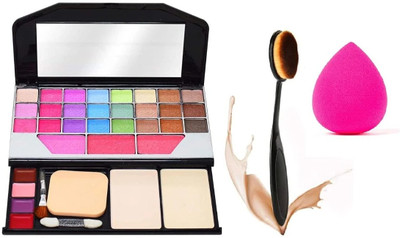 Glemmi Combo of Make up Kit 6155 Set and Oval Brush with Beauty Blender Puff for Women(Pack of 3)
