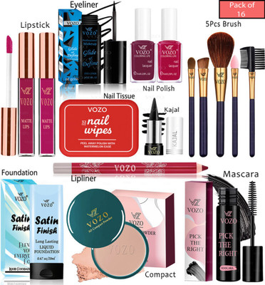 VOZO Bridal Makeup Kit Combo Collection 16 Must-Have Beauty Essentials 377(Pack of 16)