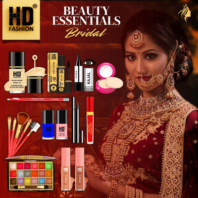 HD Fashion 17 Bridal Essentials-All in One Waterproof Makeup Kit Full Set for Bride HDB1133(Pack of 17)