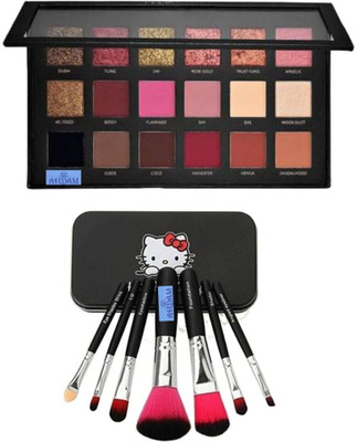 butch Mini Pink Makeup Brushes & Multicolor Matte Textured Eyeshadow Palette(Pack of 2)