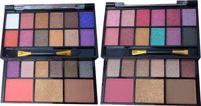 tanvi27 Multi Use Make-up Kit 18 Eyeshadow & 1 Highlighter & 1 Contour & 1 Blusher set(Pack of 2)