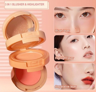 Emijun 3 in 1 face blusher + highlihger with mini compact palette