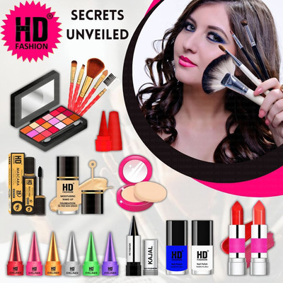 HD Fashion 21 Pcs. Glam Kit Secrets Unveiled Waterproof Makeup Kit Full Set for Women A1385(Pack of 21)