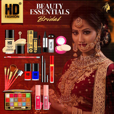 HD Fashion 17 Bridal Essentials-All in One Waterproof Makeup Kit Full Set for Bride HDB1553(Pack of 17)