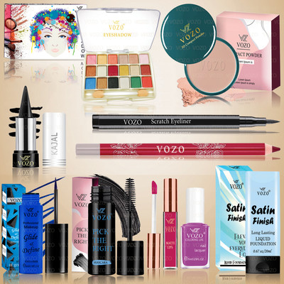 VOZO Glamour Makeup Kit with 10 Shades and Tools for Professional Use Set-230(Pack of 10)