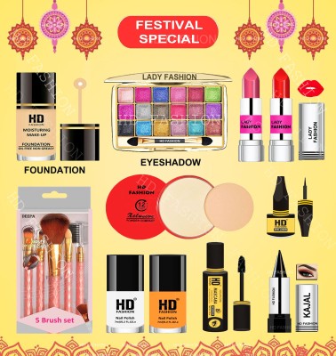 HD Fashion 15Pcs. All in One Makeup Set Xclusive Radiant Glow Makeup Kit for Women HDK14(Pack of 15)