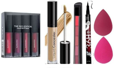 swenky 6PC MAKEUP SET WITH LIPSTICK SET4 CONCEALER 5IN1 LIPSTICK 36H EYELINER 2PC PUFF