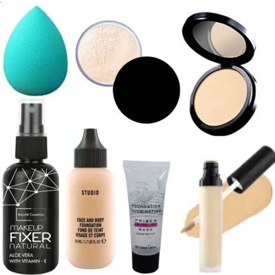 lately MAKEUP COMBO WITH FIXER PRIMER COMPACT LOSE POWDER CONCEALER PUF(7 Items in the set)