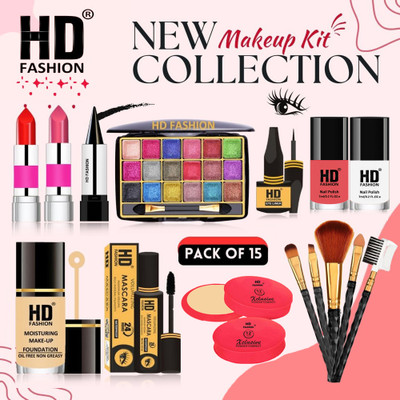 HD Fashion Magical 15Pcs. Xclusive Instant Glow All In One Waterproof Makeup Kit HCA1795(Pack of 15)