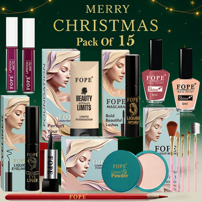 FOPE Christmas Makeup Set for Women Long Lasting Matte Finish Beauty Box(Pack of 15)