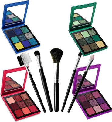LOVE HUDA Professional Eye Makeup Combo 9 Color 4 Shade Mini Eyeshadow Palette & Brush Set