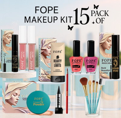 FOPE Makeup Set For Girls Affordable Stylish Everyday Essential Beauty Makeup Kit(Pack of 15)