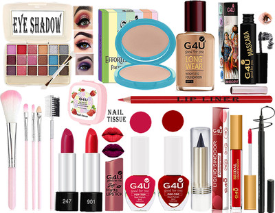 G4U All in One Daily Use Makeup Kit For Woman & Girls (Pack of 18 Pcs)A09052071(Pack of 18)