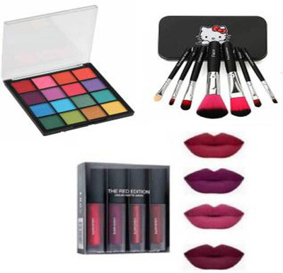 NXGTYA IN 1 LIPSTIC +RED MINI EYESHADOW+ 7 BRUSH SET (3 Items in the set)