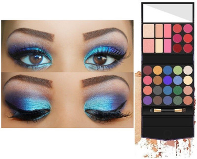 BLUEMERMAID HIGH QUALITY 2 HIGHLIGHTER BLUSH CONTOUR 6 CREAM LIP GLOSS & 20 EYE SHADOW