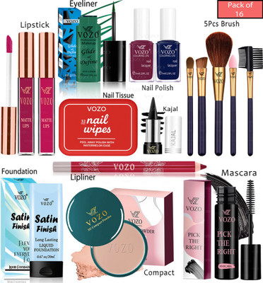 VOZO Bridal Makeup Kit Combo Collection 16 Must-Have Beauty Essentials 196(Pack of 16)