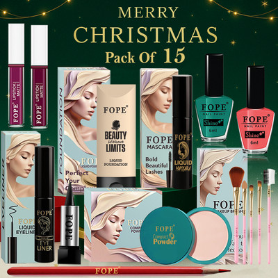 FOPE Party Ready Makeup Combo for Women Christmas Edition Festive Glow Box(Pack of 15)