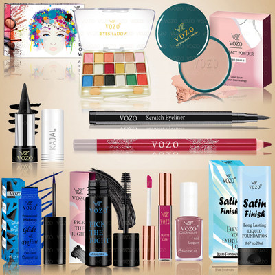 VOZO Glamour Makeup Kit with 10 Shades and Tools for Professional Use Set-250(Pack of 10)